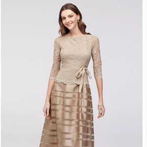 NWT Alex Evenings Lace Midi Dress in Beige
